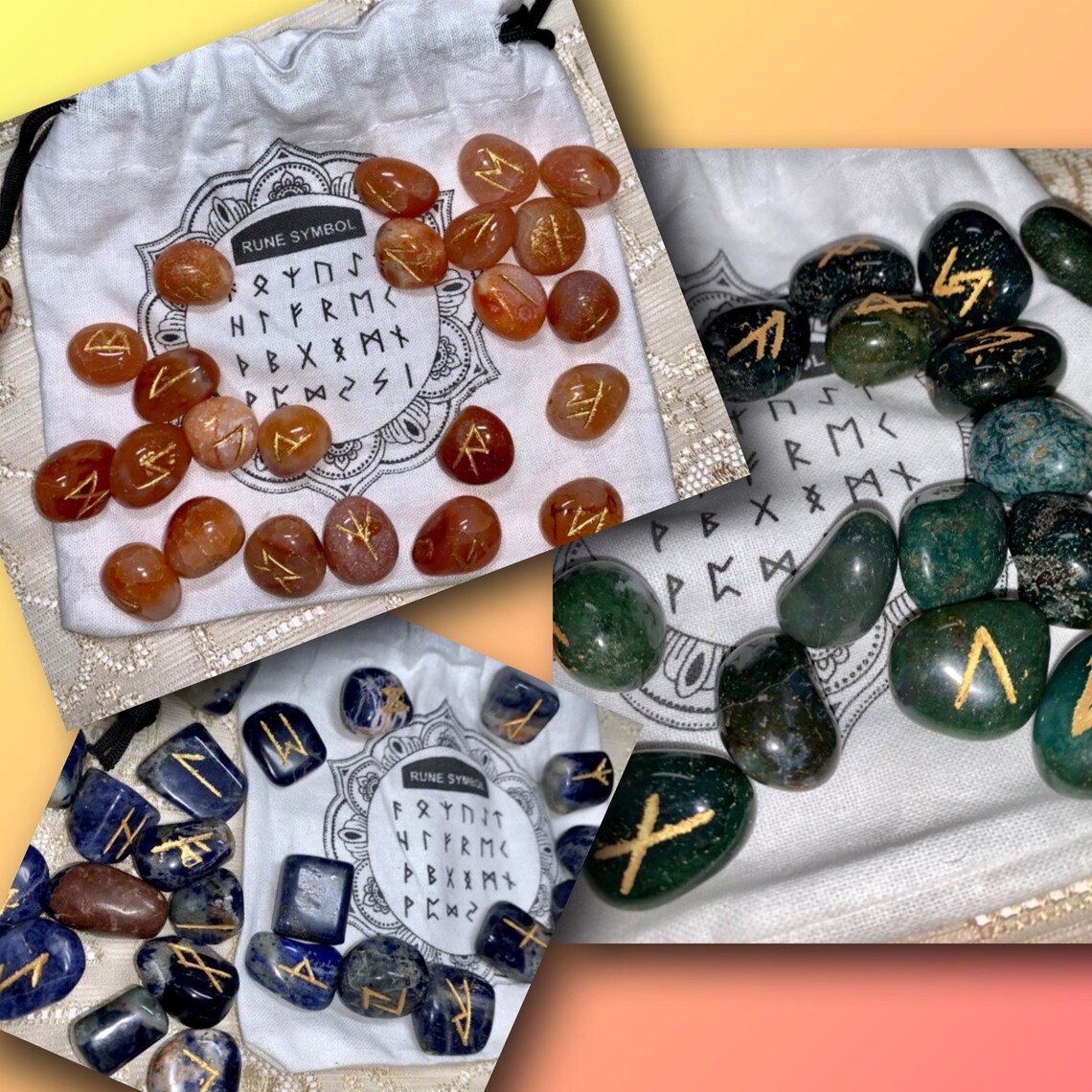 Rune set Rune stone set Crystal runes Runes Magic Viking Etsy