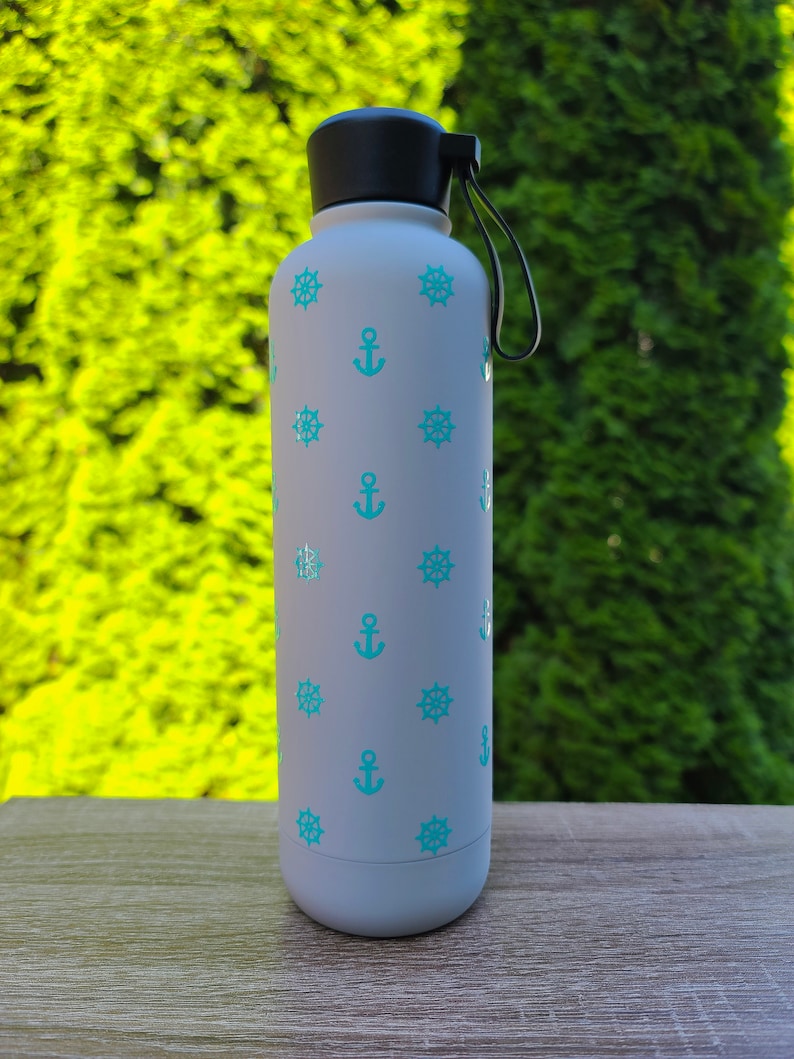 Insulated Metal Water Bottle With Custom Pattern Personalized Etsy