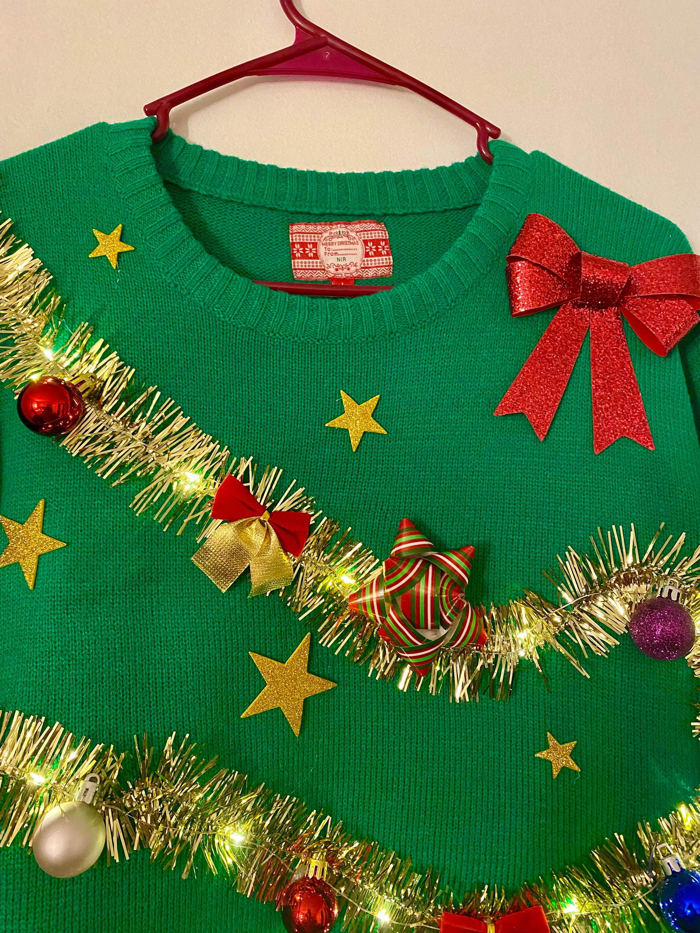 A Lights up Ugly Christmas Sweater, Handmade Christmas Sweater, Tacky ...