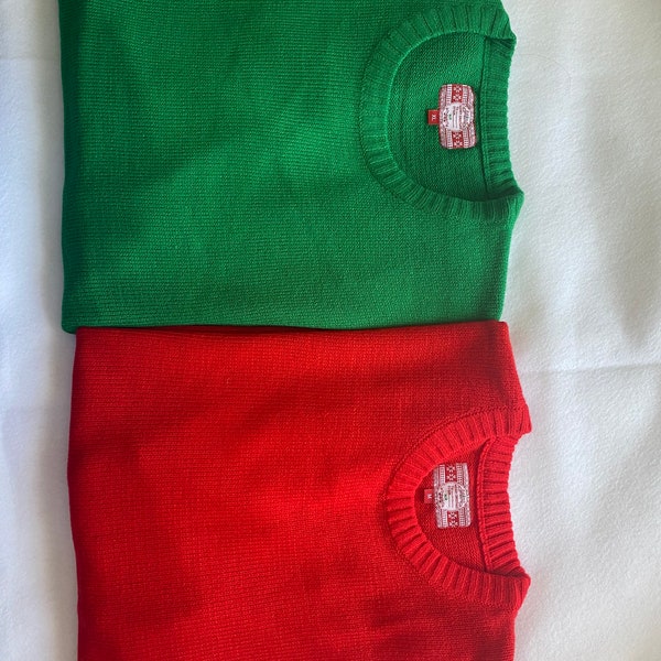 New Red knit sweater,New Green knit sweater, Red pullover,Green pullover,Christmas sweater