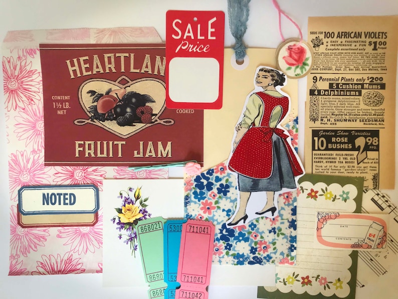 Vintage Housewife Garden Junk Journal Paper Pack Your choice Vintage Baking Cooking Garden Ephemera Scrapbook Junk Journal Ephemera Kit