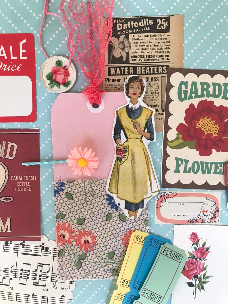 Vintage Housewife Garden Junk Journal Paper Pack Your choice Vintage Baking Cooking Garden Ephemera Scrapbook Junk Journal Ephemera Kit