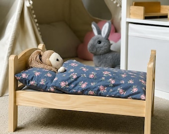 Doll Bedding Set – Soft Flannel Quilt  Pillow for Doll Bed, Crib Pram, Fits IKEA Duktig, Custom Sizes Available