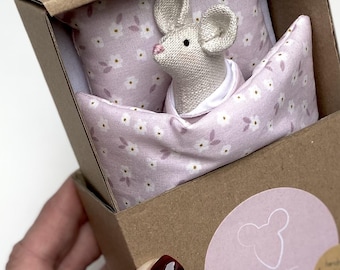 Handmade Linen Mouse Toy – Soft Stuffed Animal, Eco Nursery Decor