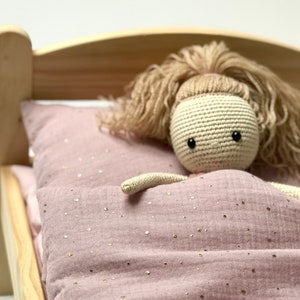 Komplet pościeli dla lalek IKEA Duktig, muślinowa pościel dla lalek, dostępne niestandardowe rozmiary i kolory, ręcznie robiona bawełna OEKO-TEX, prezent dla dziewczynki i wnuczki