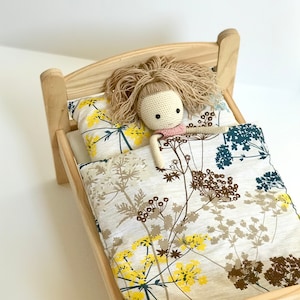 Juego de ropa de cama floral para muñecas: se adapta a la cuna, el edredón y la almohada IKEA Duktig