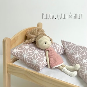 Nordic Cotton Doll Bedding Set: Pillow, Quilt & Sheet