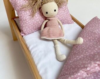 Handmade Doll Bedding Set – OEKO-TEX Cotton Quilt & Pillow, Fits IKEA Duktig
