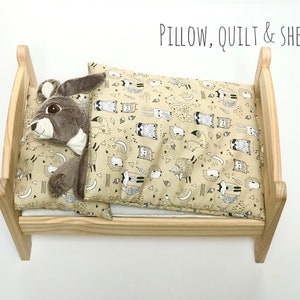 Juego de cama Bunny Doll: estampado animal beige, se adapta a Ikea Duktig