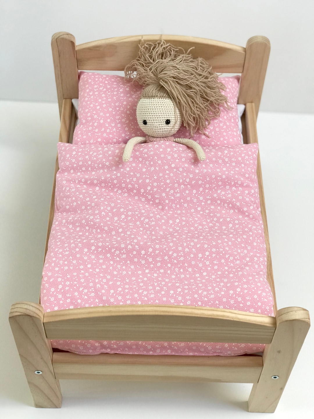 Doll Bedding Set – Organic Cotton Quilt Pillow for Doll Bed, Stroller, or  Cradle, Fits IKEA Duktig, Custom Sizes, Soft Handmade
