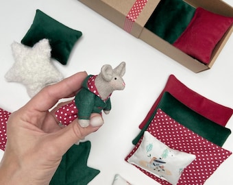 Linen Mouse Doll with Bedding, Handmade Mouse Toy, Montessori Toy, Waldorf Toy, Nursery Decor, Gift for Children, Christmas Gift