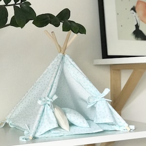 teepee tent - mini tent - doll playhouse - teepee for pet - mini camping set - bedding for doll - camping play set - cotton teepee
