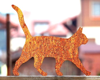 Rusty Lolek Garden Cat Outdoor Ornament for Cat Lovers Metal Art