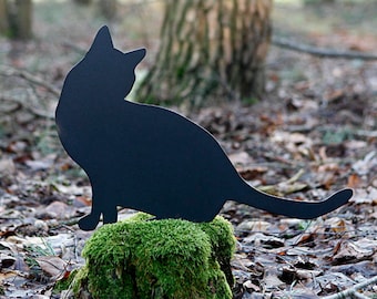 Sculpture Chat En Métal Rouillé Raopuzi - Décoration Jardin Extérieur Et Clôture, Effet Rustique Charmant