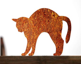 Rusty Metal Cat Fuslapa - Garden Outdoor Ornament for Cat Lovers - Garden Sculpture - Metal Yard Art