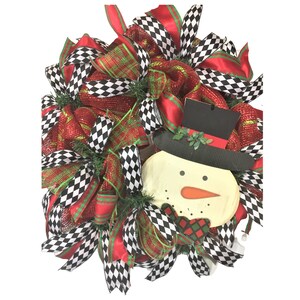 Christmas Snowman wreath, front door winter decor