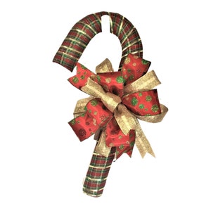 Christmas Candy cane door hanger, front door red and green holiday decor