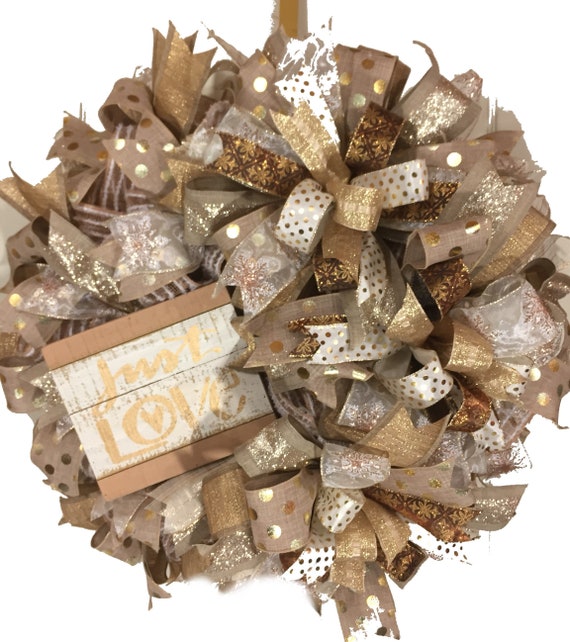 Valentines Wreaths For The Front Door Front Door Wreath Best Door Wreath Door Decor Everyday Wreath Gold And Cream Wreath Year Round