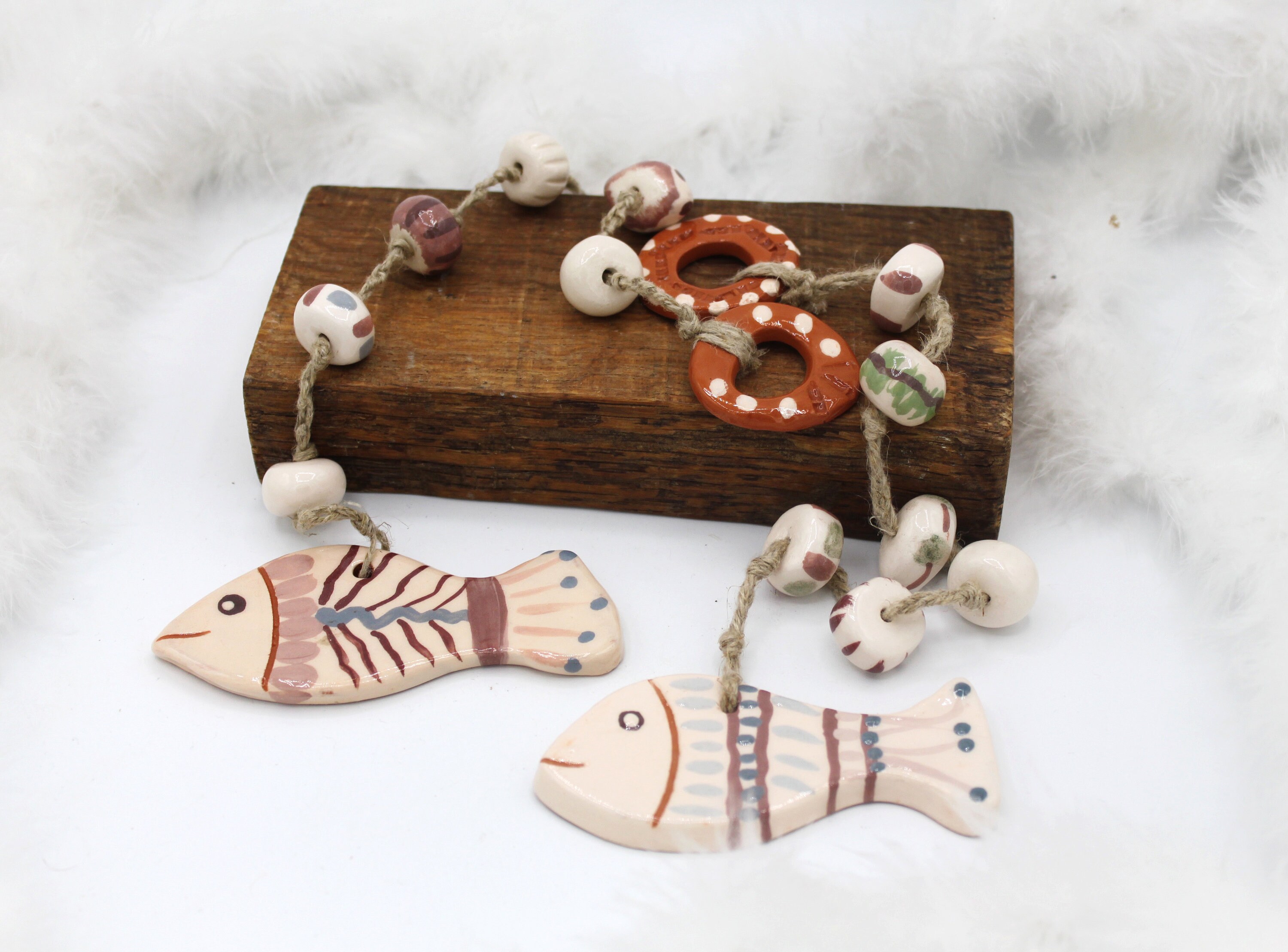 Au Choix Guirlande Poisson en Céramique Artisanale - Décoration d'intérieur Murale Originale Fait Ma