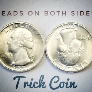 Two Sided Trick Coin - 1932 Quarter - Two Face - Coin - Double Headed Coin - Heads on Both Sides - Great Stocking Stuffer!