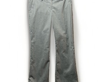 Y2K 90s Dress Pants Medium Gray Pinstripe Wide Straight Leg Low Rise Be Cool
