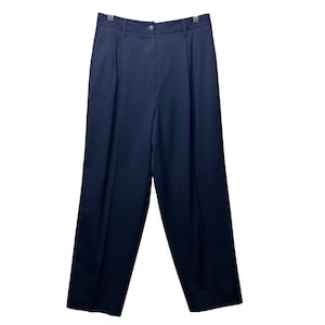 Vintage Jason Prescott Wool Pleated Trousers Dress Pants Career Blue Size 14