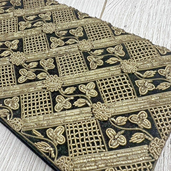 Vintage Black Velvet Embroidered Evening Bag Clut… - image 7