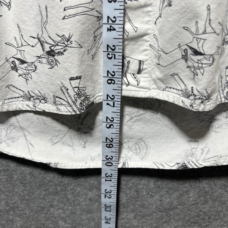Vintage Gramicci Short Sleeve Button Up Shirt Southwestern White Horse Print M image 4
