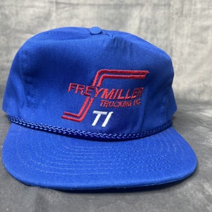 Vintage Trucker Hat Blue Rope Frey Miller Trucking