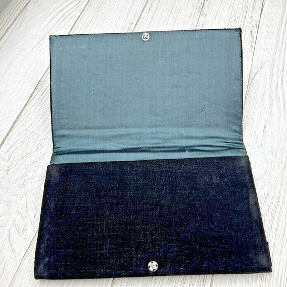 Vintage Black Velvet Embroidered Evening Bag Clut… - image 9