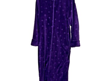 Carole Hochman Robe Medium Purple Fleece Zip Up House Coat Dressing Gown