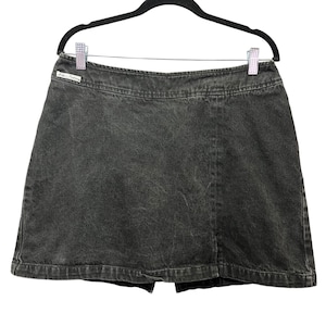 Vintage Judy&#39;s Fashion Black Denim Mini Skirt 90s Y2K Grunge Size 13 Zip Back