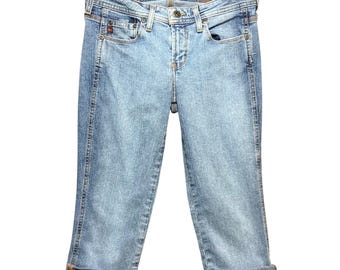 Vintage Y2K L.e.i. Low Rise Capri Jeans Light Wash Juniors Size 8 Cuffed Crop