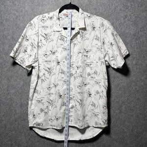 Vintage Gramicci Short Sleeve Button Up Shirt Southwestern White Horse Print M image 3