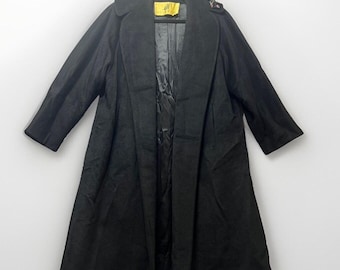 Vintage Rothmoor Coat Black Wool 40s 50s Mid Century Union Made A Line Overcoat