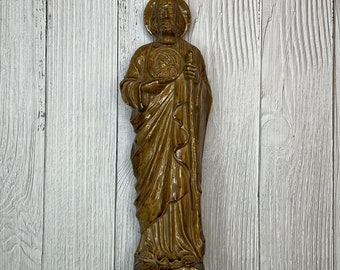 St. Jude Statue Vintage Molded Plastic Catholic Religious Figure