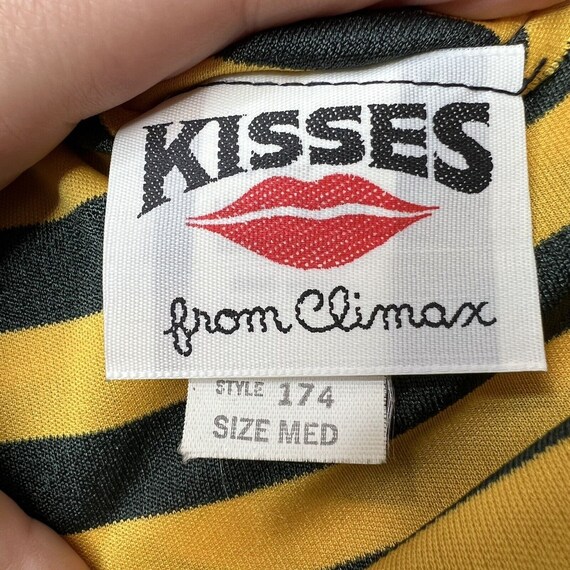 Vintage 80s Shirt Medium Kisses By Climax Yellow … - image 4