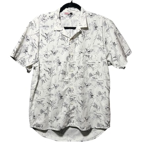 Vintage Gramicci Short Sleeve Button Up Shirt Southwestern White Horse Print M image 1