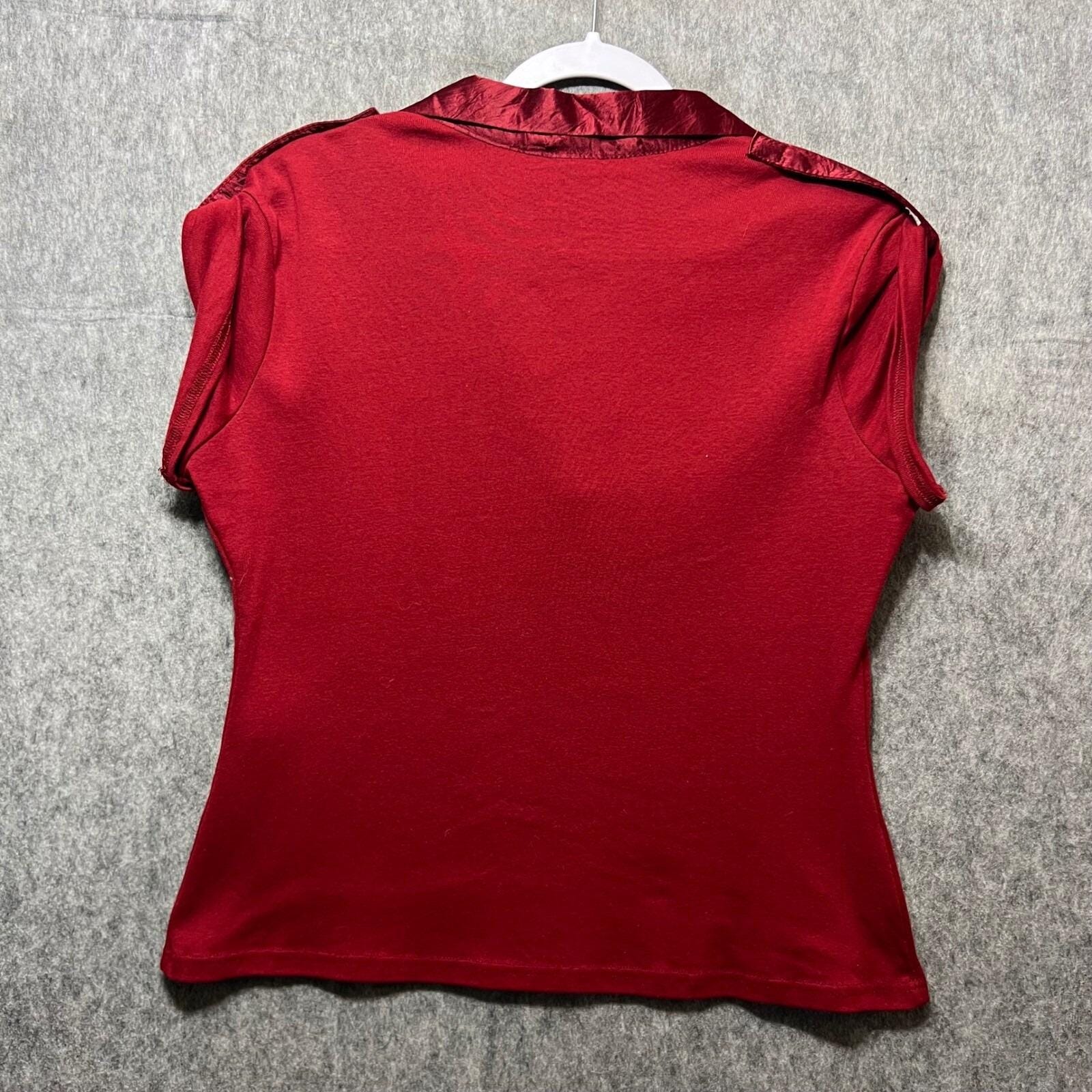 Vintage Y2K Fashion Bug Red Polo Shirt Acetate Trim Short Sleeve