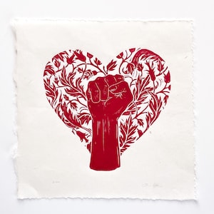 International Women’s Day Linocut Handcarved Linocut Linoprint Artwork, Limited edition, Women's day rights  #metoo heart equality feminist