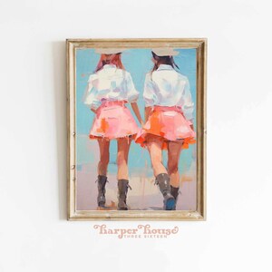 Coastal Cowgirls Wall Art Pink Preppy Room Decor Cowboy Art Print Western Aesthetic College Apartment Decor Girly Trendy Printable Download
