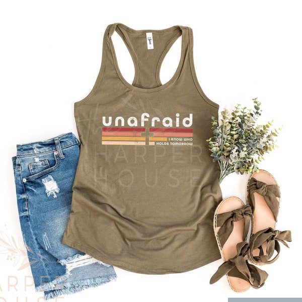 Tank Tops for Women Unafraid Shirt Summer Tanks Barre Tank Tops Christian Tank Tops Christian Shirts Workout Tank Tops Running Tanks