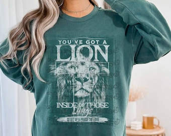 Christian Sweatshirt Comfort Colors Sweatshirt Christian Gifts for Her Baptism Gift Bible Verse Shirt Religious Clothing Lion in Lungs