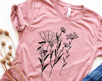 Wildflower Shirt, Flower Shirt, Botanical Shirt, Aesthetic Shirt, Botany, Wildflower, Gardening Gift, Boho Graphic Tee