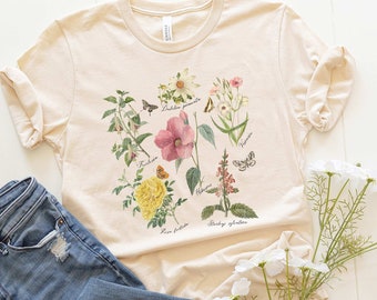 botanical shirt, vintage t-shirt, flower t-shirt, tee, vintage botanical, botanical print, vintage flower shirt, graphic tees, wildflower