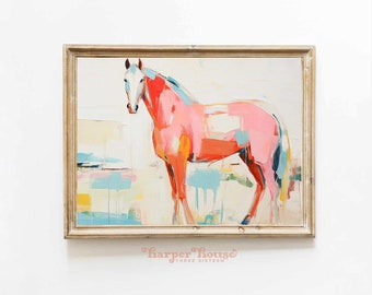 Coastal Cowgirl Wall Art Horse Print Preppy College Dorm Room Decor Pink Art Print Western Aesthetic Apartment Decor Girly Trendy Printable