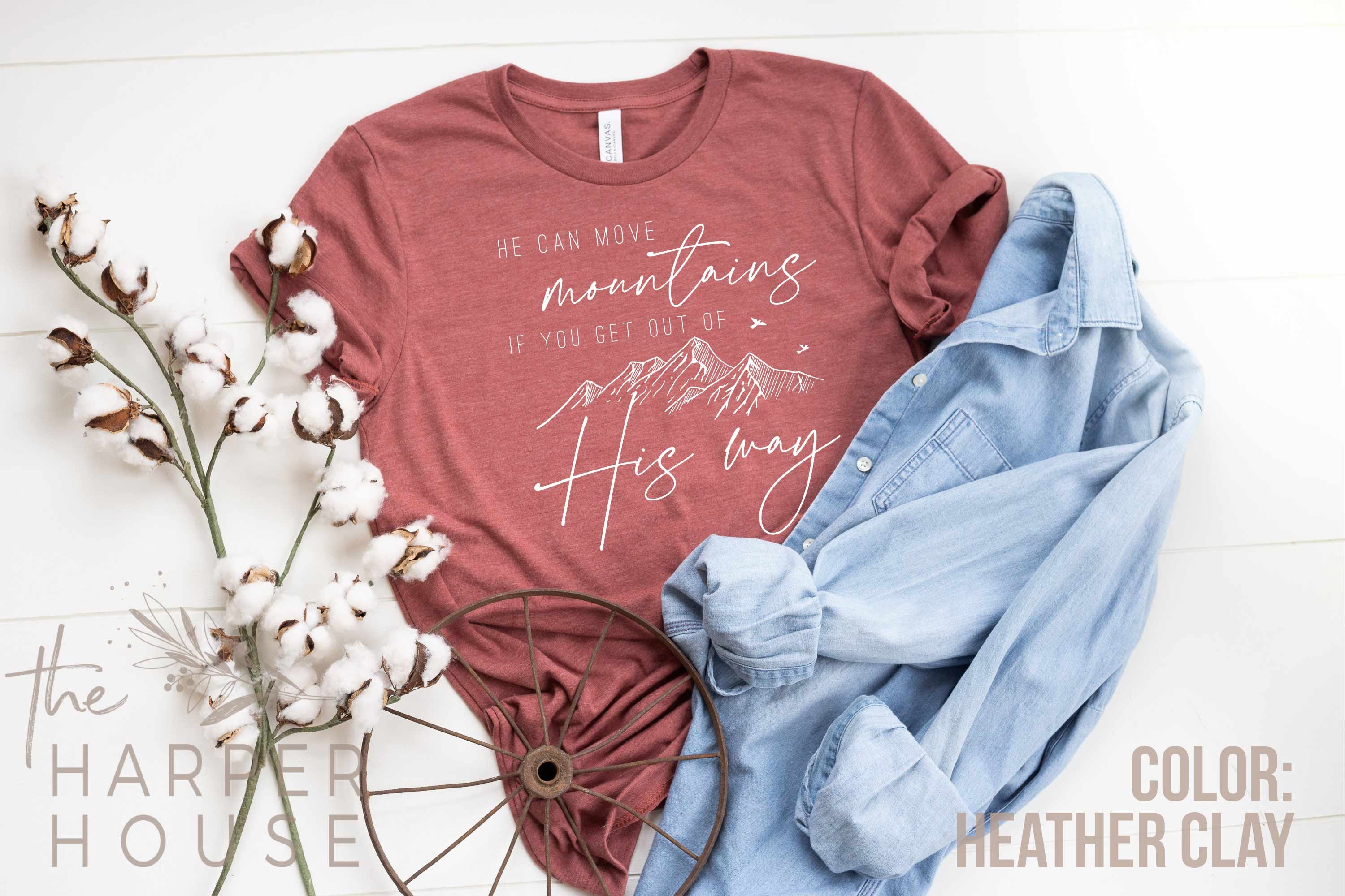 Christian Shirts for Women He Can Move Mountains Tshirt Cute Etsy