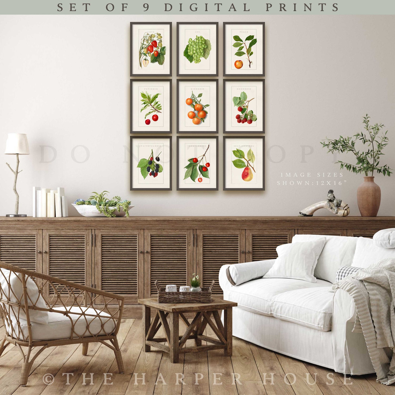 Fruit of the Spirit Wall Art Set of 9, Bible Verse Wall Art, Scripture ...