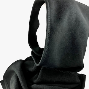 Hooded Scarf, Super soft plush fleece hood scarf. Generous fabric allowance to wrap around the neck for warmth. Select from 11 color options