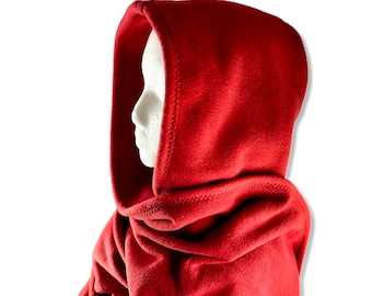 Hooded Scarf, stay super warm this winter. Rust red soft anti pill plush fleece hood scarf. Select from 10 color options!